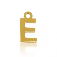 Stainless steel charm initial E Gold